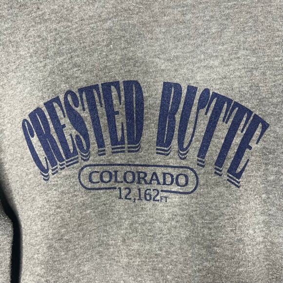 Crested Butte Colorado Hoodie Sweatshirt Heather Gray Sz M Hiking Ski Mountains - Picture 3 of 10